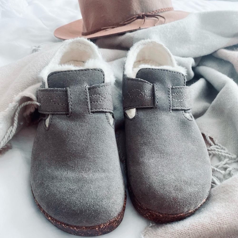 Earth Origins Aurora Jade Faux Fur Lined Suede Slip On Clogs